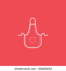 Apron Line Icon On Red Background