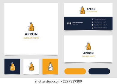 Apron logo design with editable slogan. Branding book and business card template.