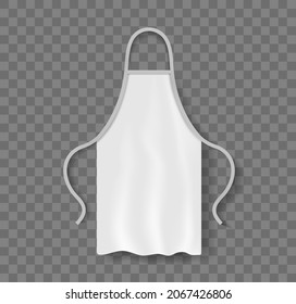 Apron mockup. Apron of uniform for kitchen and cooking. White uniform for chef and waiter. Realistic clothes mockup for work in restaurant, cafe. Cotton template for cook or barman. Vector.