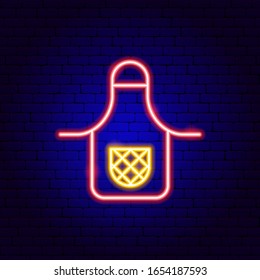 Apron Neon Sign. Vector Illustration of Kitchen Promotion.