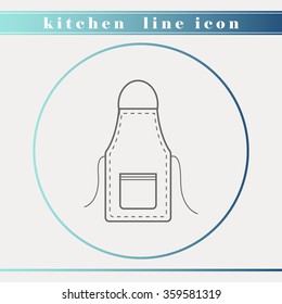 Apron outline thin line icon. Household appliance, kitchen and restaurant accessories, equipment, cooking utensil, cutlery tools, kitchenware and cookware for food preparation. Flat design.