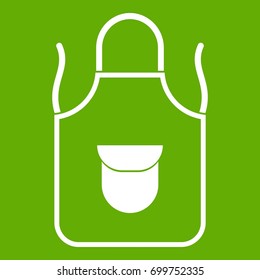 Apron with pocket icon white isolated on green background. Vector illustration