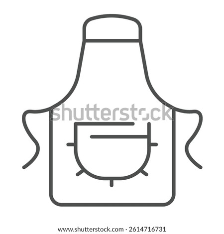 Apron with pocket thin line icon, culinary cooking concept. Vector graphics. Kitchen apron cloth sign on white background, linear style icon for mobile or web design
