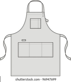 Apron with pockets, a shoulder strap and a belt