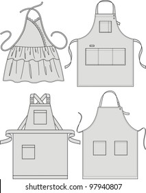 Apron with pockets, a shoulder strap and a belt