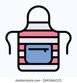 Apron Printed American Flag, Fourth Of July Icon, Vector Style Lineal color Icon.	