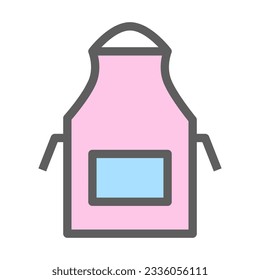 An apron is a protective garment worn over clothing to cover the front of the body. It typically has a bib and straps that tie around the waist.
