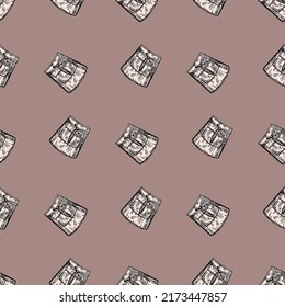 Apron short engraved seamless pattern. Chef pinafore for work to kitchen restaurant or cafe in hand drawn. Sketch texture for fabric, wallpaper, textile, print, wrapping paper. Vector illustration.