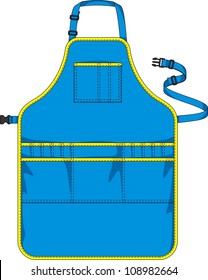 Apron with a shoulder strap, a belt and pockets