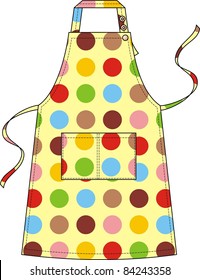 Apron with a shoulder strap on buttons and a double pocket