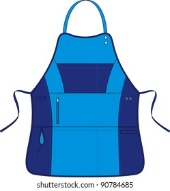 Apron with a shoulder strap and various multipurpose pockets