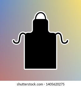 Apron simple sign. Black icon in white shell at pastel color background. Illustration.