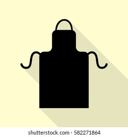 Apron simple sign. Black icon with flat style shadow path on cream background.
