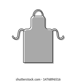 Apron simple sign. Black line icon with gray shifted flat filled icon on white background. Illustration.
