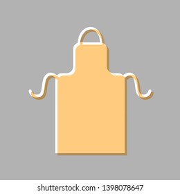Apron simple sign. Emboss effect with light orange icon on gray background.
