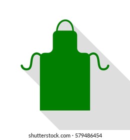 Apron simple sign. Green icon with flat style shadow path.