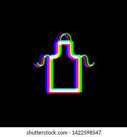 Apron simple sign. Red, green and blue unfocused contour icon at black background. Illustration.
