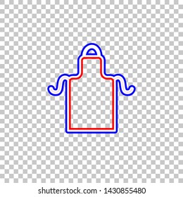 Apron simple sign. Red, white and contour icon at transparent background. Illustration.