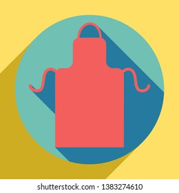 Apron simple sign. Sunset orange icon with llapis lazuli shadow inside medium aquamarine circle with different goldenrod shadow at royal yellow background.