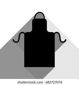 Apron simple sign. Vector. Black icon with two flat gray shadows on white background.