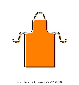 Apron simple sign. Vector. Black line icon with shifted flat orange filled icon on white background. Isolated.