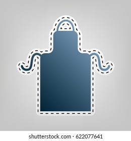 Apron simple sign. Vector. Blue icon with outline for cutting out at gray background.
