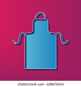 Apron simple sign. Vector. Blue 3d printed icon on magenta background.