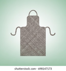 Apron simple sign. Vector. Brown flax icon on green background with light spot at the center.