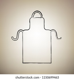 Apron simple sign. Vector. Brush drawed black icon at light brown background.
