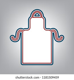Apron simple sign. Vector. Dark red, transparent and midnight green stroke of white icon at grayish background.