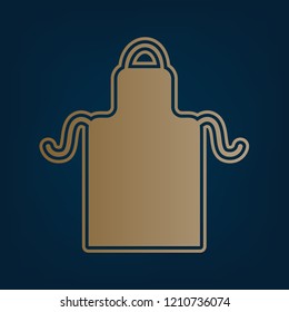 Apron simple sign. Vector. Golden icon and border at dark cyan background.
