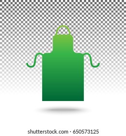 Apron simple sign. Vector. Green gradient icon with shadow at bottom on transparent and white background.