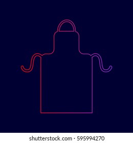 Apron simple sign. Vector. Line icon with gradient from red to violet colors on dark blue background.