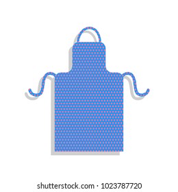 Apron simple sign. Vector. Neon blue icon with cyclamen polka dots pattern with light gray shadow on white background. Isolated.