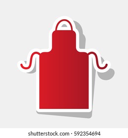 Apron simple sign. Vector. New year reddish icon with outside stroke and gray shadow on light gray background.