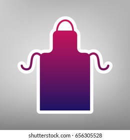 Apron simple sign. Vector. Purple gradient icon on white paper at gray background.