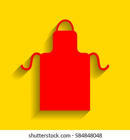 Apron simple sign. Vector. Red icon with soft shadow on golden background.