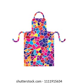 Apron simple sign. Vector. Stained glass icon on white background. Colorful polygons. Isolated.