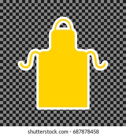 Apron simple sign. Vector. Yellow icon with white contour on dark transparent background.