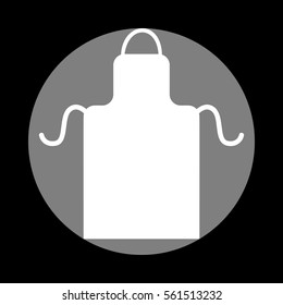 Apron simple sign. White icon in gray circle at black background. Circumscribed circle. Circumcircle.