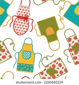 Apron vector cartoon seamless pattern background for wallpaper, wrapping, packing, and backdrop.