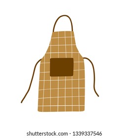 Сheckered apron vector hand drawn illustration. Doodle vector print isolated on white background