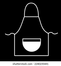 apron vector icon isolated on black background, vector illustration, cookware, kitchenware