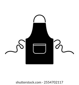 Apron vector icon. Kitchen chef protective clothing. Cooking apron symbol. Black silhouette isolated on white background for culinary and kitchen design.