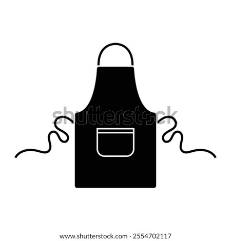 Apron vector icon. Kitchen chef protective clothing. Cooking apron symbol. Black silhouette isolated on white background for culinary and kitchen design.