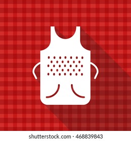 Apron vector icon on red tablecloth texture with long shadow design 
