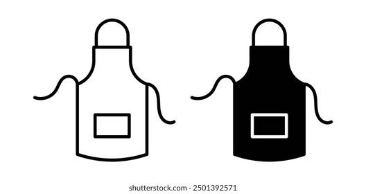 apron vector icon set in black color.