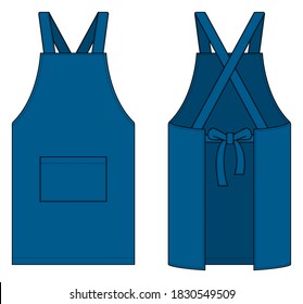 Apron vector template illustration (front/back) / blue