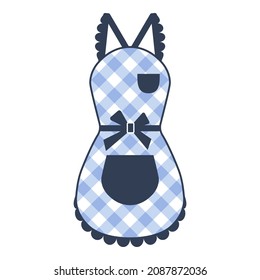 Apron women's with bow for kitchen or cleaning. Protective apron uniform for cooking. Vector illustration