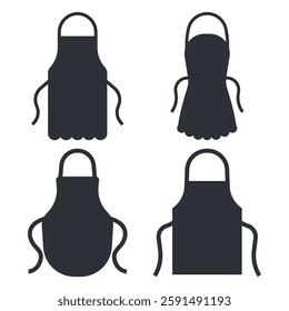 Delantales de siluetas negras conjunto de Vector aislado sobre un fondo blanco.